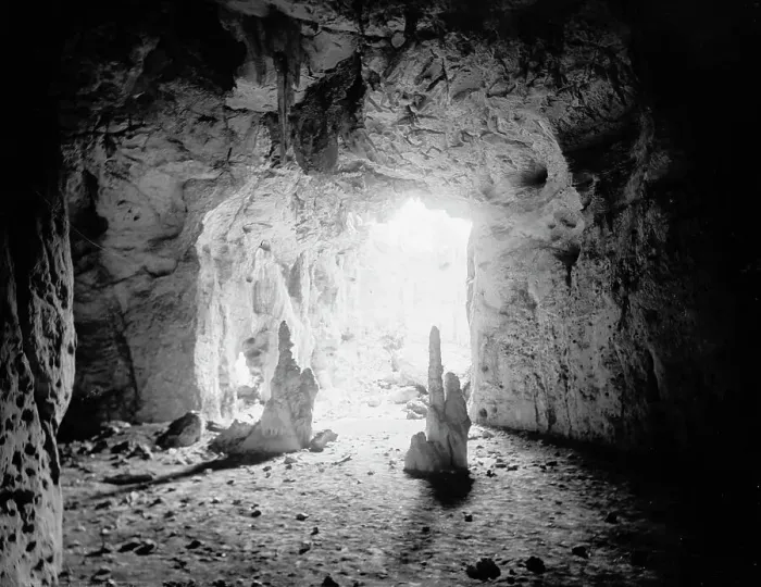 Framed Print : Interior of cave, El Abra, Mexico, between 1880 and 1897. Creator: William H. Jackson Framed Print : Interior of cave, El Abra, Mexico, between 1880 and 1897. Creator: William H. Jackson
