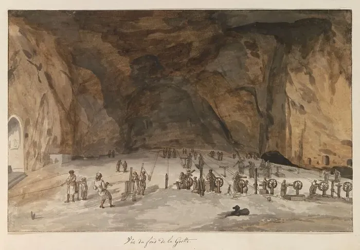 Framed Print : Interior of cave of Santa Maria Capella, 1778. Creator: Louis Ducros Framed Print : Interior of cave of Santa Maria Capella, 1778. Creator: Louis Ducros