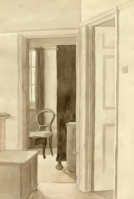 Framed Print : Interior with chair, c1950. Creator: Shirley Markham Framed Print : Interior with chair, c1950. Creator: Shirley Markham