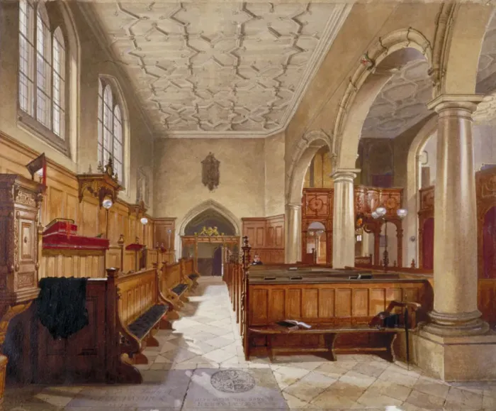 Framed Print : Interior of the chapel in Charterhouse, London, 1885. Artist: John Crowther Framed Print : Interior of the chapel in Charterhouse, London, 1885. Artist: John Crowther