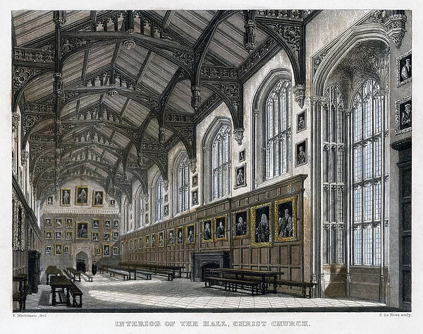Interior of Christ Church Hall, Oxford University, c1830s. Artist: JH Le Keux