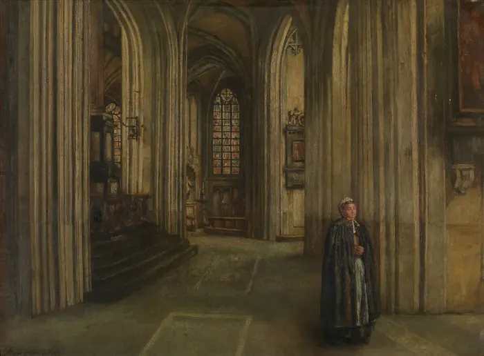 Framed Print : Interior of a Church, 1871. Creator: Henri Jean Augustin de Braekeleer Framed Print : Interior of a Church, 1871. Creator: Henri Jean Augustin de Braekeleer