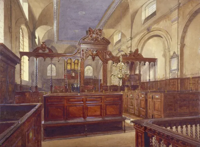 Framed Print : Interior of the Church of All Hallows the Great, City of London, 1884. Artist
