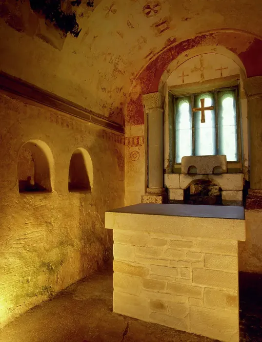 Framed Print : Interior, Church of the Holy Saviour of Valdedios, Asturias, Spain, 9th century, (2002). Creator: LTL Framed Print : Interior, Church of the Holy Saviour of Valdedios, Asturias, Spain, 9th century, (2002). Creator: LTL