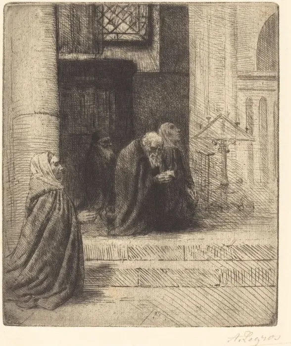 Framed Print : Interior of a Church (Interieur d eglise). Creator: Alphonse Legros Framed Print : Interior of a Church (Interieur d eglise). Creator: Alphonse Legros