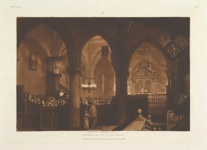 Framed Print : Interior of a Church (Liber Studiorum, part XIV, plate 70), January 1, 1819 Framed Print : Interior of a Church (Liber Studiorum, part XIV, plate 70), January 1, 1819
