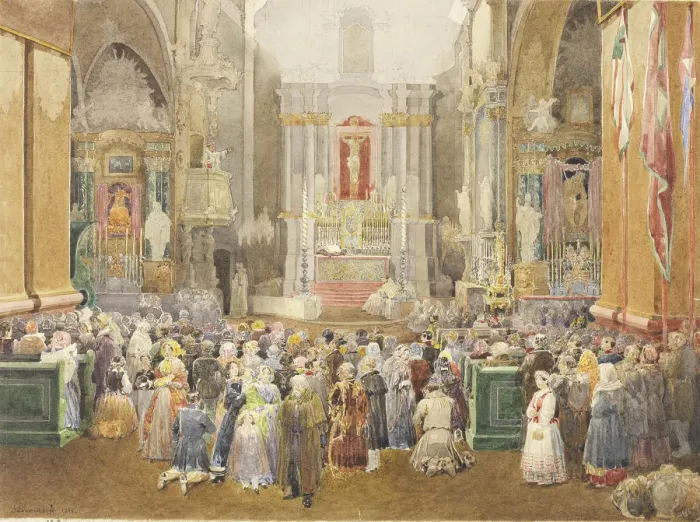 Framed Print : Interior of a Church during Mass, 1845 Framed Print : Interior of a Church during Mass, 1845