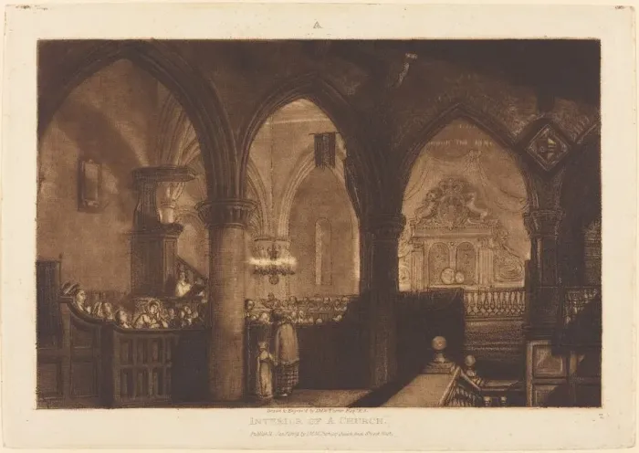 Framed Print : Interior of a Church, published 1819. Creator: JMW Turner Framed Print : Interior of a Church, published 1819. Creator: JMW Turner