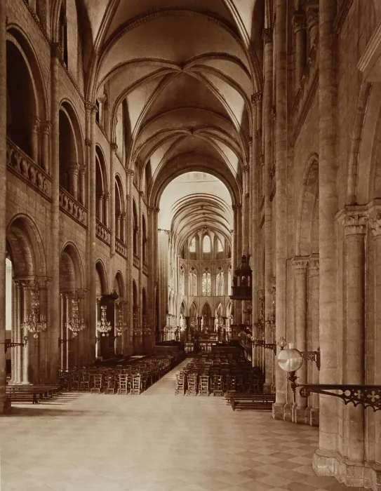 Framed Print : Interior, Church of Sainte-Etienne, Caen, France, between 1867 and 1870. Creator: Adolphe Braun Framed Print : Interior, Church of Sainte-Etienne, Caen, France, between 1867 and 1870. Creator: Adolphe Braun