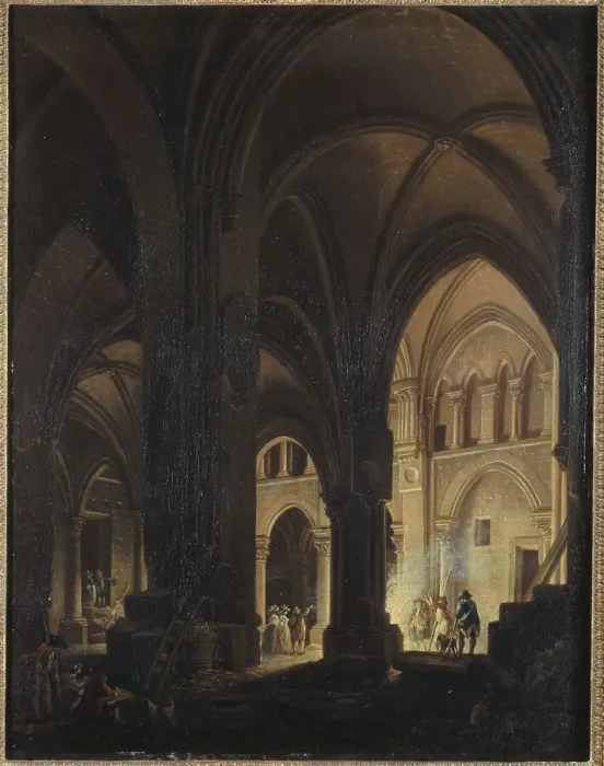 Framed Print : Interior of church of the Saints-Innocents, 1787. Creator: Pierre-Antoine Demachy Framed Print : Interior of church of the Saints-Innocents, 1787. Creator: Pierre-Antoine Demachy