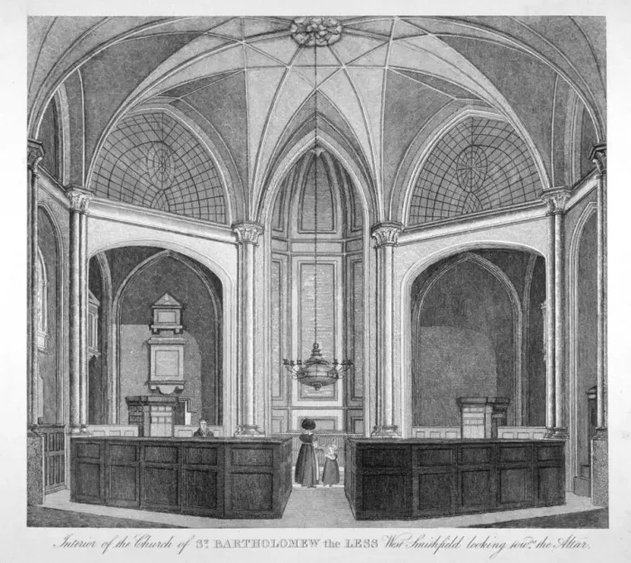 Framed Print : Interior of the Church of St Bartholomew-the-Less looking towards the altar, City of London, 1834 Framed Print : Interior of the Church of St Bartholomew-the-Less looking towards the altar, City of London, 1834