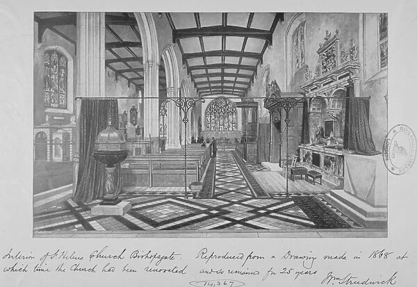 Interior of the Church of St Helen, Bishopsgate, City of London, 1870