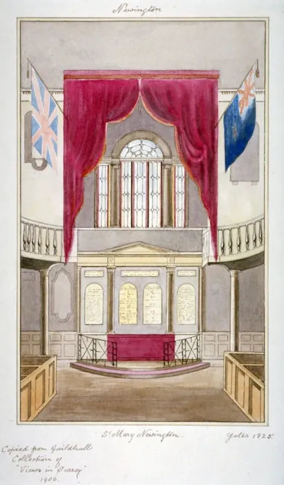 Framed Print : Interior of the Church of St Mary Newington, Newington Butts, Southwark, London, 1825 Framed Print : Interior of the Church of St Mary Newington, Newington Butts, Southwark, London, 1825