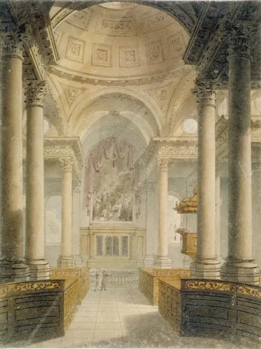 Framed Print : Interior of the Church of St Stephen Walbrook, City of London, 1810 Framed Print : Interior of the Church of St Stephen Walbrook, City of London, 1810