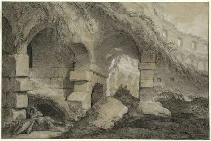 Framed Print : The Interior of the Colosseum, c. 1745. Creator: Charles Michel-Ange Challe Framed Print : The Interior of the Colosseum, c. 1745. Creator: Charles Michel-Ange Challe