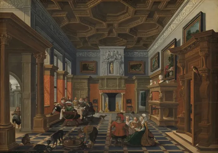 Framed Print : Interior with a Company, c.1622-c.1624. Creator: Bartholomeus van Bassen Framed Print : Interior with a Company, c.1622-c.1624. Creator: Bartholomeus van Bassen