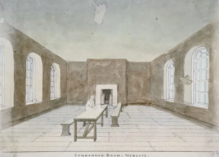 Framed Print : Interior of the condemned room in Newgate Prison, Old Bailey, City of London, 1810 Framed Print : Interior of the condemned room in Newgate Prison, Old Bailey, City of London, 1810