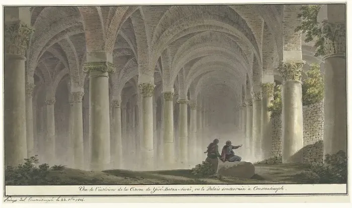 Framed Print : Interior in Constantinople, 1814. Creator: Michel Francois Preaulx Framed Print : Interior in Constantinople, 1814. Creator: Michel Francois Preaulx