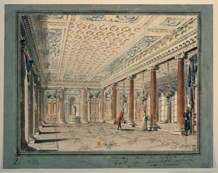 Framed Print : Interior of the Corner hall in the Stroganov palace. Artist: Voronikhin, Andrei Nikiforovich (1759-1814)