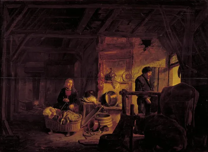 Framed Print : Interior of a Cottage, 1638-1672. Creator: Govert Dircksz. Camphuysen Framed Print : Interior of a Cottage, 1638-1672. Creator: Govert Dircksz. Camphuysen
