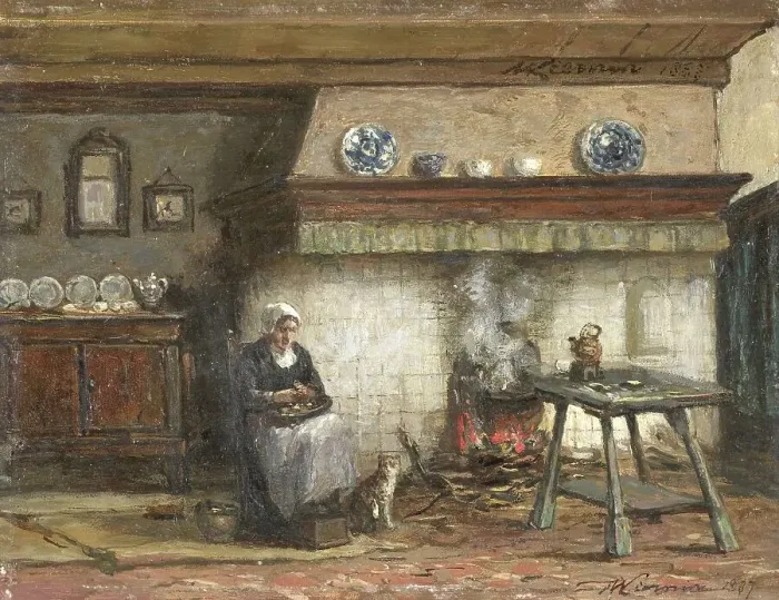 Framed Print : Interior of a Cottage in Scheveningen, 1887. Creator: Willem Adriaan Alexander Liernur Framed Print : Interior of a Cottage in Scheveningen, 1887. Creator: Willem Adriaan Alexander Liernur
