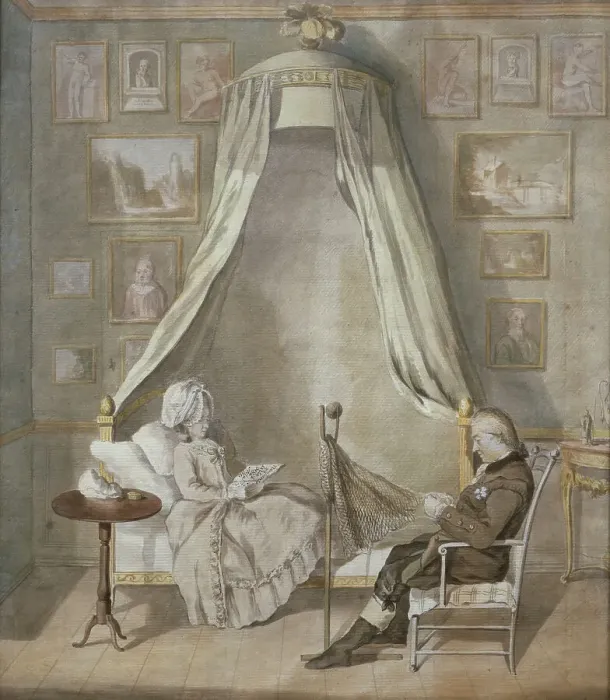 Framed Print : Interior with Count Claes Ekeblad and his Wife Brita, née Horn, 1783. Creator: Lorentz Svensson Sparrgren Framed Print : Interior with Count Claes Ekeblad and his Wife Brita, née Horn, 1783. Creator: Lorentz Svensson Sparrgren