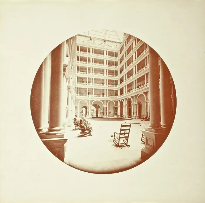 Framed Print : Interior Court, Palace Hotel, San Francisco, Printed 1878-1883. Creator: Carleton Emmons Watkins Framed Print : Interior Court, Palace Hotel, San Francisco, Printed 1878-1883. Creator: Carleton Emmons Watkins