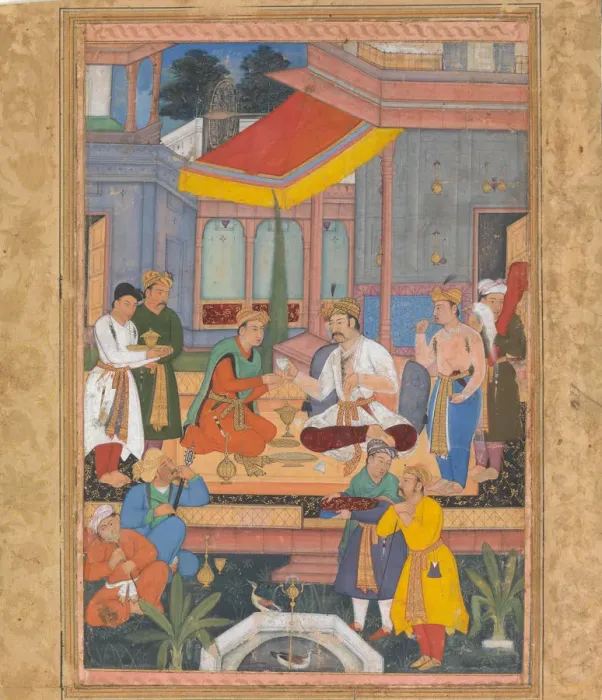 Framed Print : Interior of a Courtyard with Figures, early 17th century. Creator: Unknown Framed Print : Interior of a Courtyard with Figures, early 17th century. Creator: Unknown