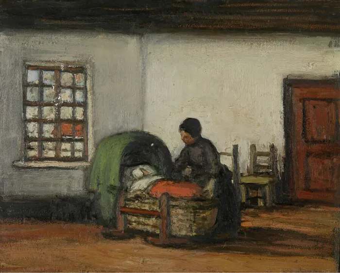 Framed Print : Interior with Cradle, c1900-1920. Creator: Jakob Smits Framed Print : Interior with Cradle, c1900-1920. Creator: Jakob Smits