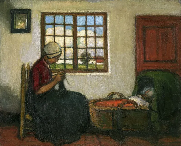 Framed Print : Interior with Cradle, c1900-1920s. Creator: Jakob Smits Framed Print : Interior with Cradle, c1900-1920s. Creator: Jakob Smits