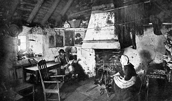 Interior of a crofters cottage, Shetland, Scotland, 1924-1926. Artist: Valentine & Sons Ltd
