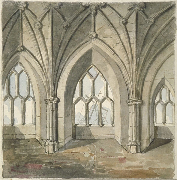 Interior of the crypt under St Thomas Chapel, London Bridge, 1758. Artist