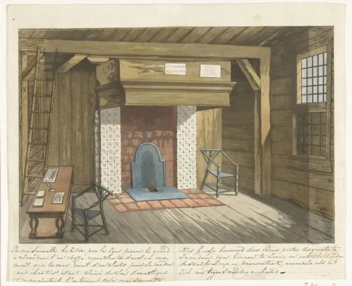 Framed Print : Interior of the Czar Peter House in Zaandam, 1697, Mid of the 19th century. Artist: Anonymous Framed Print : Interior of the Czar Peter House in Zaandam, 1697, Mid of the 19th century. Artist: Anonymous