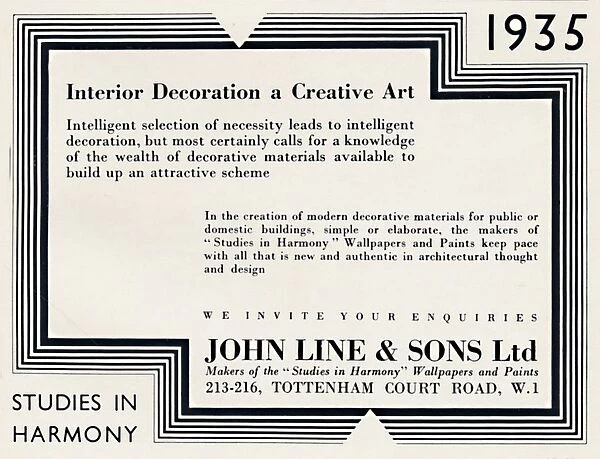 Interior Decoration a Creative Art - John Line & Sons Ltd, 1935