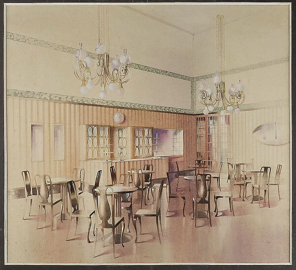Interior Design for Café Atlashof, Vienna, c. 1911. Creator: Prutscher, Otto (1880-1949)
