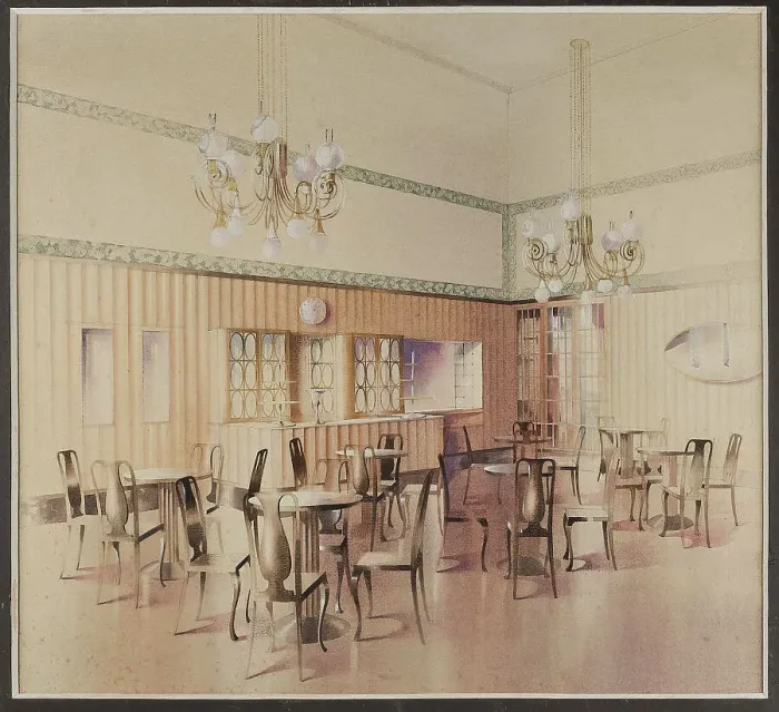 Framed Print : Interior Design for Café Atlashof, Vienna, c. 1911. Creator: Prutscher, Otto (1880-1949) Framed Print : Interior Design for Café Atlashof, Vienna, c. 1911. Creator: Prutscher, Otto (1880-1949)