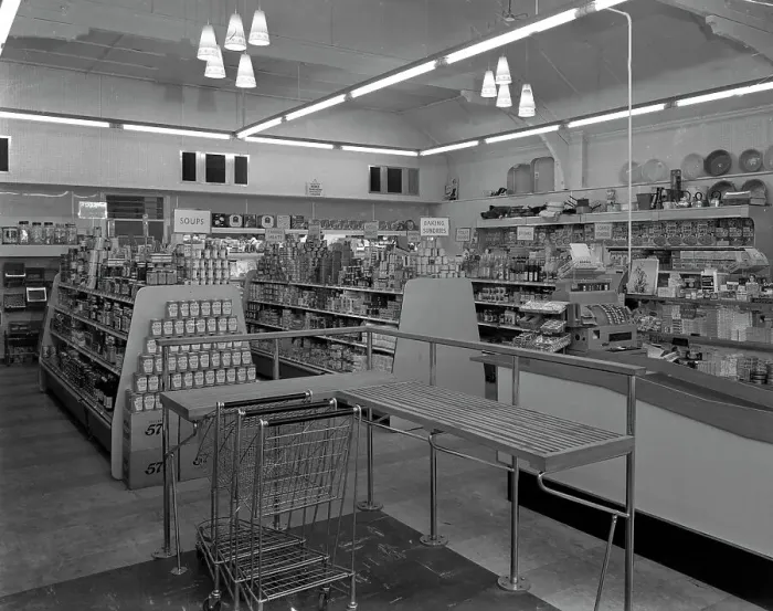 Framed Print : Interior of the Dodworth Road Co-op, Barnsley, South Yorkshire, 1957 Framed Print : Interior of the Dodworth Road Co-op, Barnsley, South Yorkshire, 1957