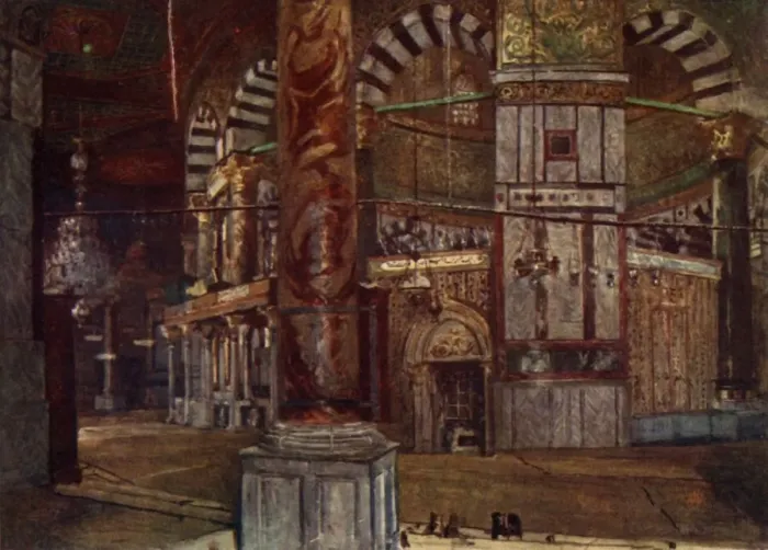 Framed Print : Interior of the Dome of the Rock from the South-East, 1902. Creator: John Fulleylove Framed Print : Interior of the Dome of the Rock from the South-East, 1902. Creator: John Fulleylove