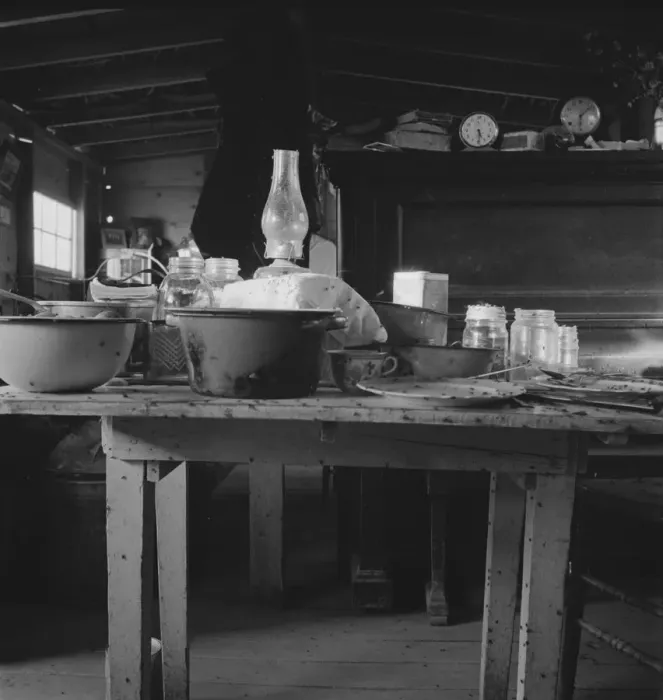 Framed Print : Interior of Dougherty basement house, Warm Springs district, Malheur County, Oregon, 1939. Creator: Dorothea Lange Framed Print : Interior of Dougherty basement house, Warm Springs district, Malheur County, Oregon, 1939. Creator: Dorothea Lange
