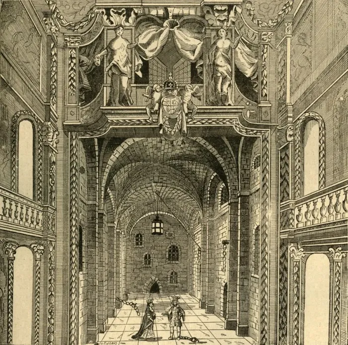 Framed Print : Interior of the Dukes Theatre, c1673, (1897). Creator: Unknown Framed Print : Interior of the Dukes Theatre, c1673, (1897). Creator: Unknown