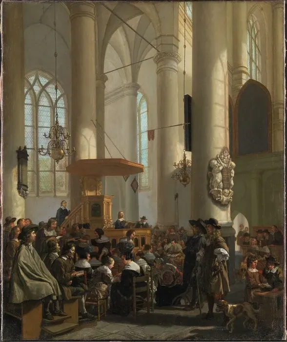 Framed Print : Interior of a Dutch Church, 1659. Creator: Rutger van Langevelt Framed Print : Interior of a Dutch Church, 1659. Creator: Rutger van Langevelt