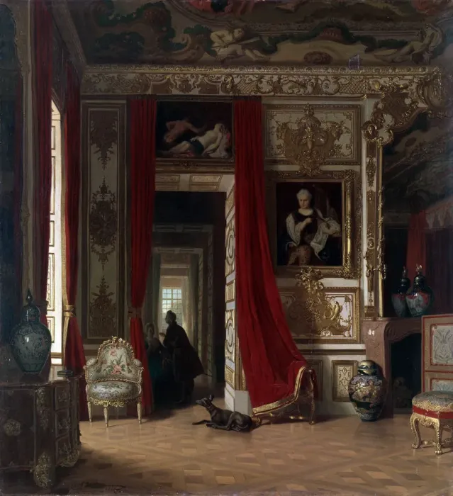 Framed Print : Interior, early 19th century. Artist: Carl Friedrich Zimmermann Framed Print : Interior, early 19th century. Artist: Carl Friedrich Zimmermann