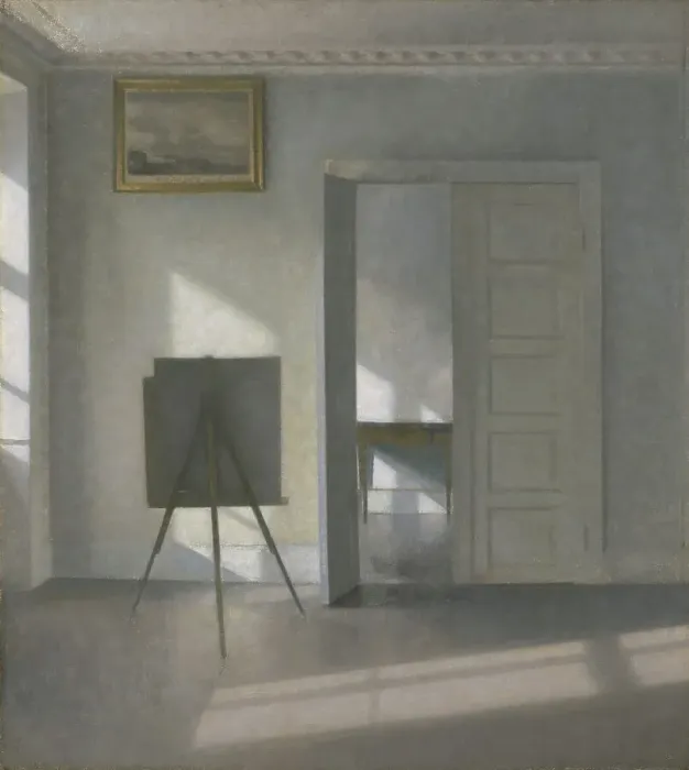 Framed Print : Interior with an Easel, Bredgade 25, 1912. Creator: Vilhelm Hammershoi Framed Print : Interior with an Easel, Bredgade 25, 1912. Creator: Vilhelm Hammershoi