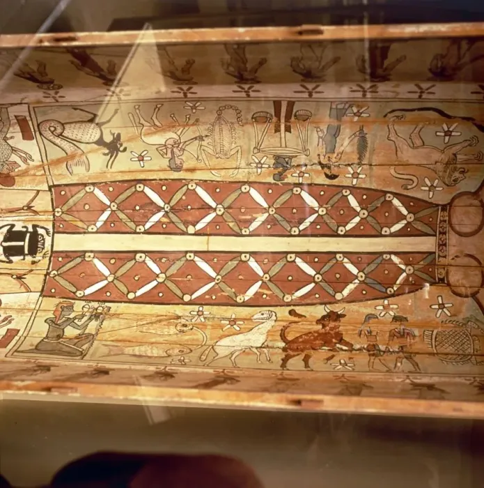 Framed Print : Interior of Egyptian Coffin with Sky - Goddess Nut and Zodiac Signs, 2nd century Framed Print : Interior of Egyptian Coffin with Sky - Goddess Nut and Zodiac Signs, 2nd century