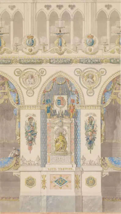 Framed Print : Interior Elevation, Reims Cathedral, n. d Creators: Charles Percier Framed Print : Interior Elevation, Reims Cathedral, n. d Creators: Charles Percier