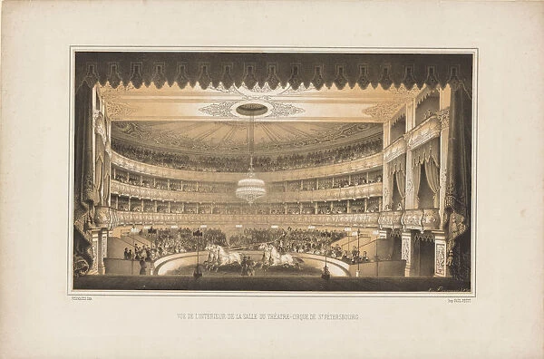 Interior of the Equestrian Circus Theatre in Saint Petersburg, 1850. Creator: Premazzi