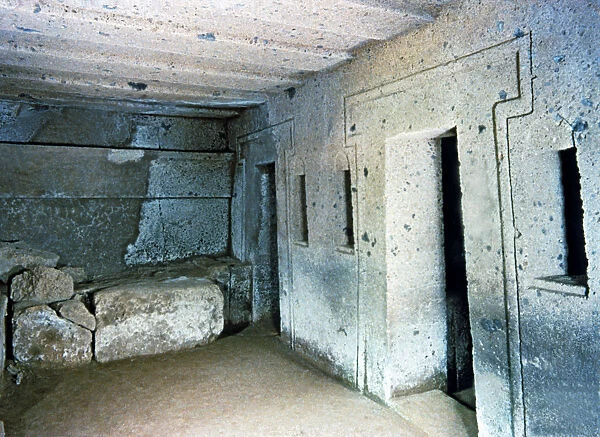 Interior of the Etruscan tomb of the capitals