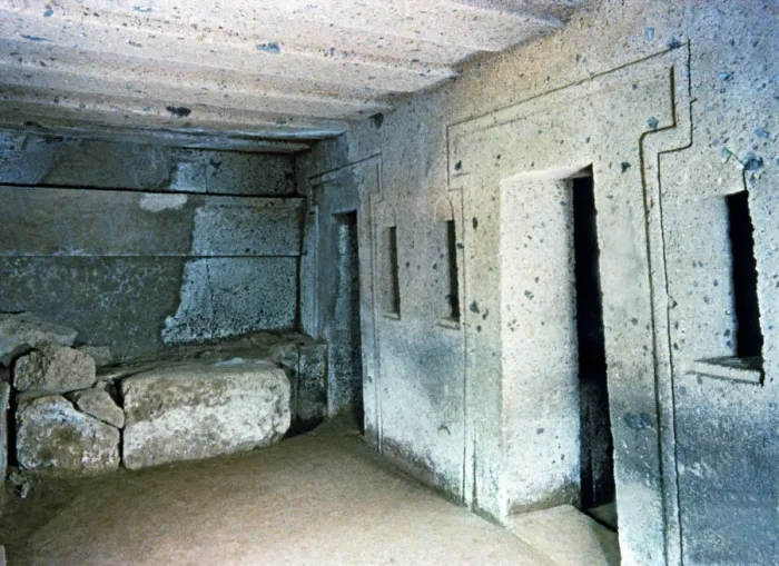 Framed Print : Interior of the Etruscan tomb of the capitals Framed Print : Interior of the Etruscan tomb of the capitals