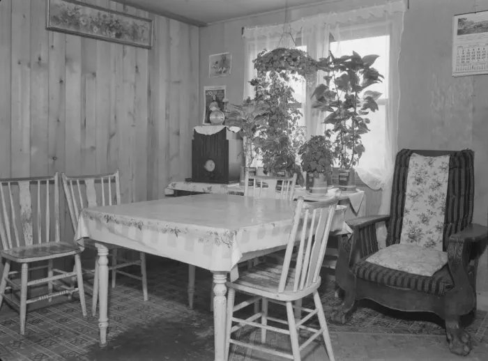 Framed Print : Interior of Evenson new one-room cabin, Priest River Valley, Bonner County, Idaho, 1939. Creator: Dorothea Lange Framed Print : Interior of Evenson new one-room cabin, Priest River Valley, Bonner County, Idaho, 1939. Creator: Dorothea Lange