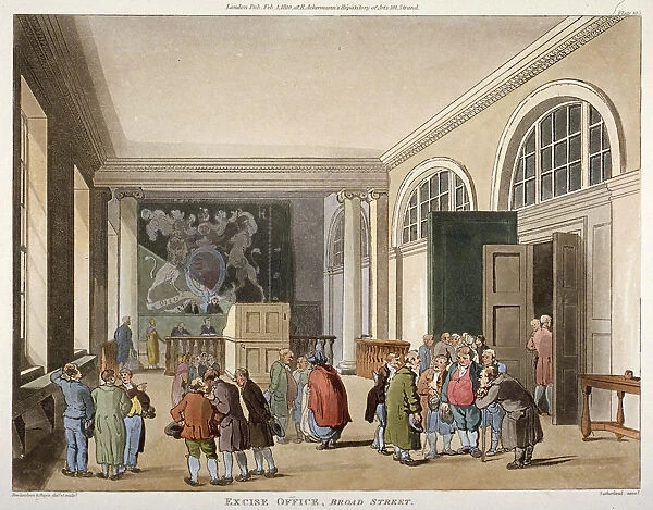 Interior of the Excise Office, Old Broad Street, City of London, 1810